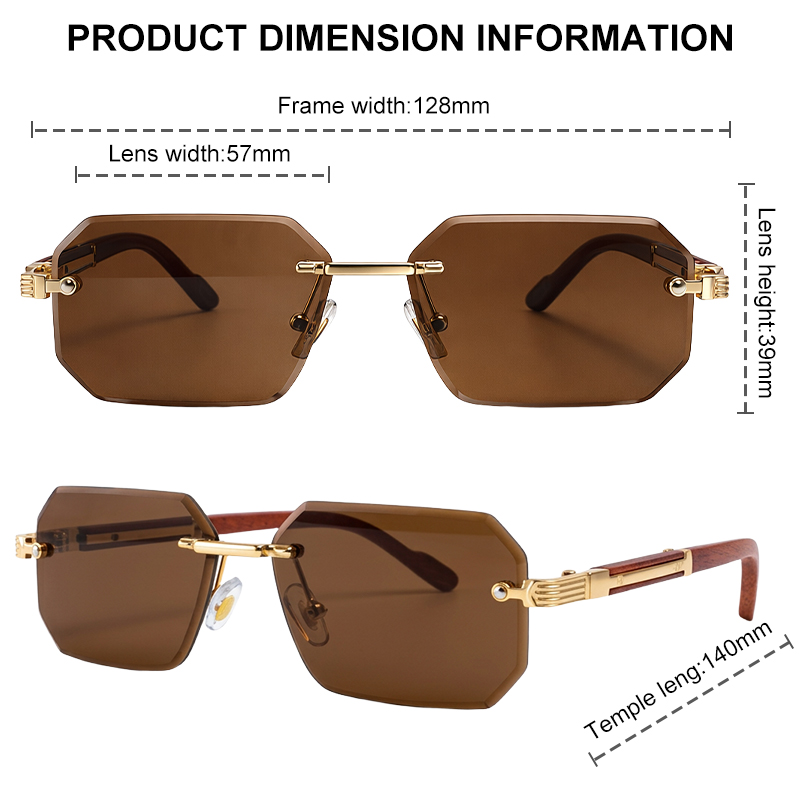 Lunettes de soleil rectangulaires sans monture pour hommes 2026 – Design de luxe, style vintage géométrique, lunettes de soleil carrées pour homme, montures rétro punk, idéales pour la conduite