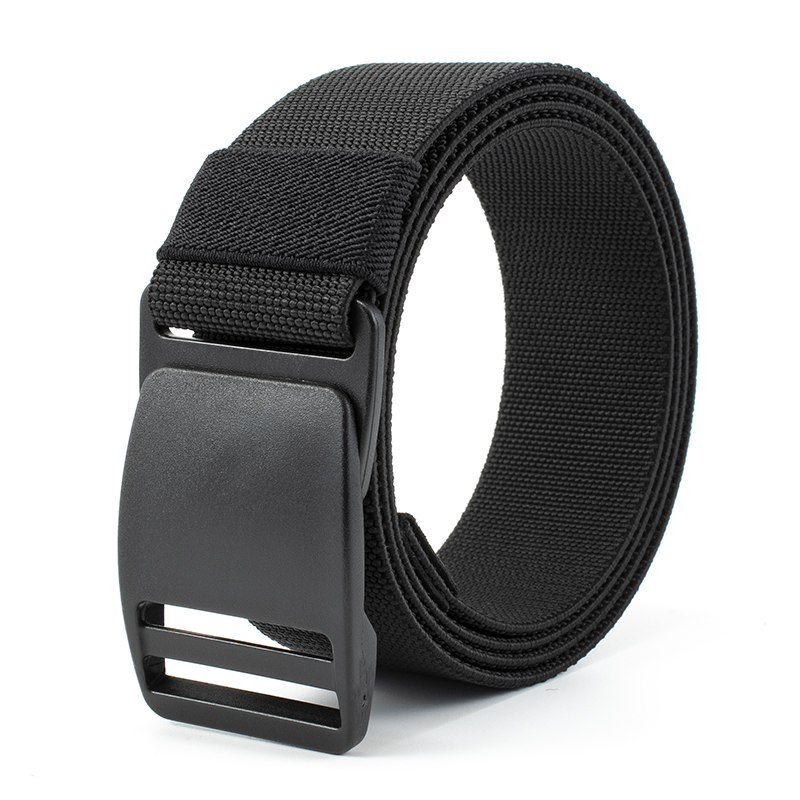 Ceinture militaire en toile de nylon pour hommes et femmes, ceinture DulWaist, 1.5 po, plastique strucmetal, sans élastique, pantalon, jeans, noir