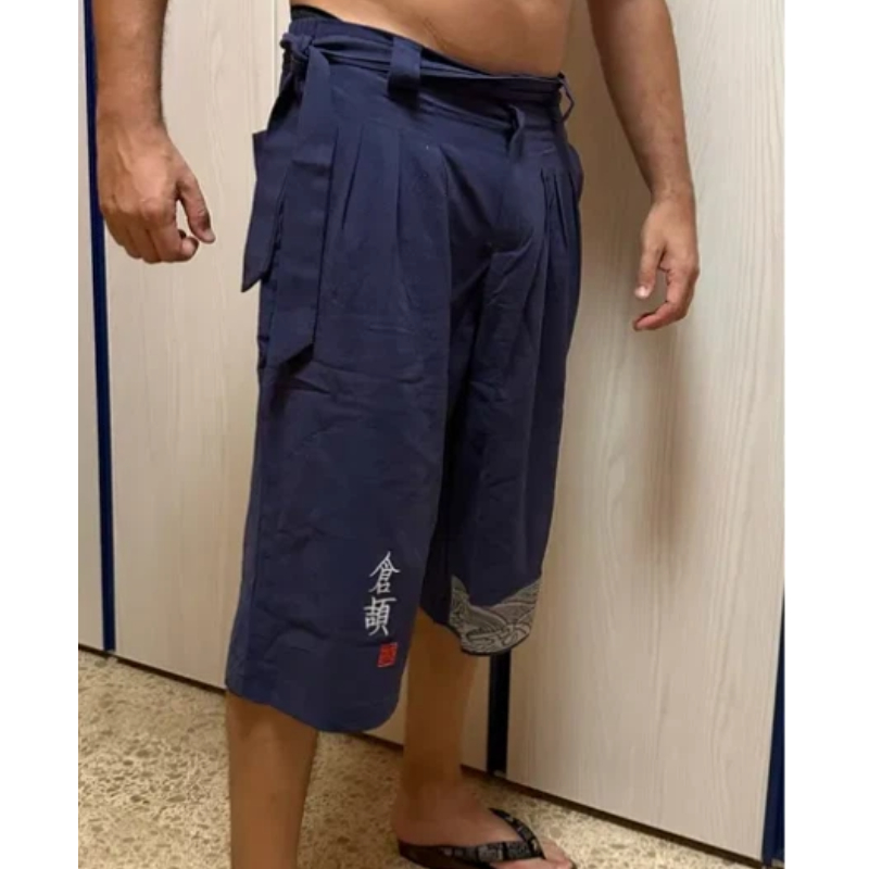 Pantalon traditionnel japonais pour homme, vêtement asiatique, pantalon de bain décontracté ample, style japonais Yukata, pantalon court en lin