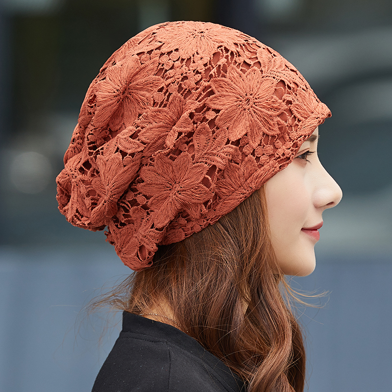 Bonnets fins en dentelle pour femmes, crânes à fleurs de créateurs, foulard, chapeau d'automne, dernière turban, bonnets à la mode, printemps, été