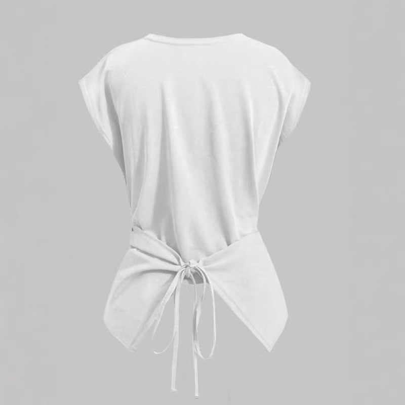 Hauts pour femmes : Débardeur à col rond et manches courtes, style Y2K, streetwear, taille ajustée, couleur unie, décontracté, élégant, pour le travail, coupe slim, Printemps 2026
