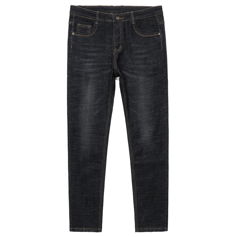 Grande taille 42 44 46 48 50 classique hommes jean ample droit noir bleu jean Stretch affaires pantalon décontracté homme marque pantalon