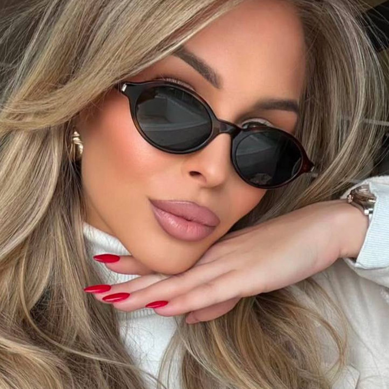 Lunettes de soleil ovales rétro simples et tendance, personnalisables avec correction de la myopie de 0 à -6.0
