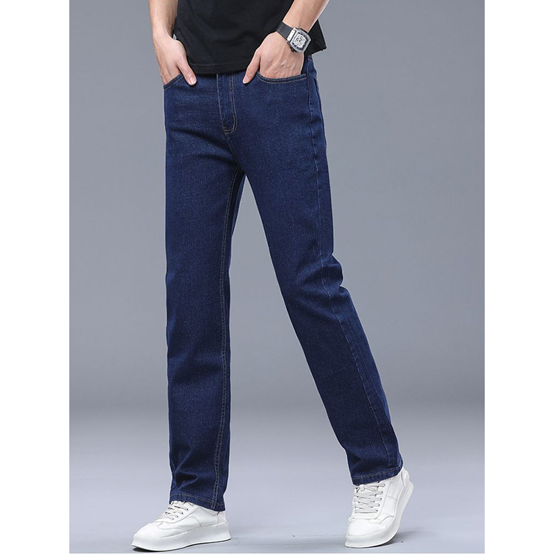 Jeans confortables et doux pour hommes, coupe slim, classiques, décontractés, à jambe droite, pantalons en denim polyvalents de haute qualité