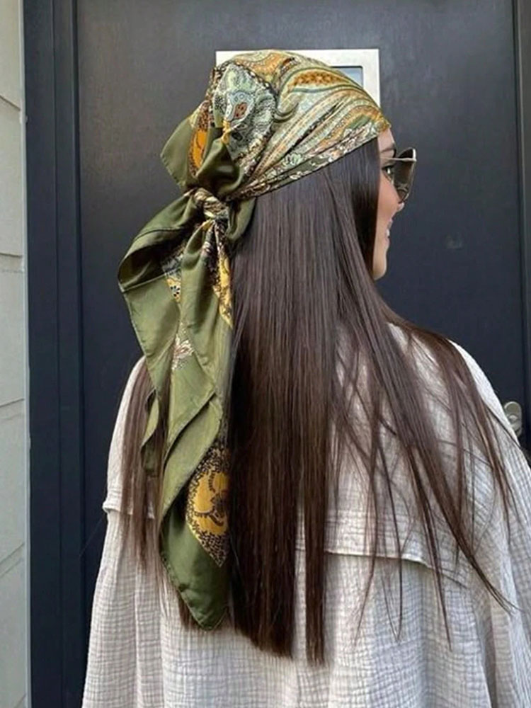 Foulard en Soie Satinée Printemps 2026 pour Femme – Élégant Foulard Floral, Bandana et Bandeau pour Cheveux