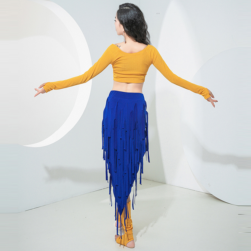 Robe triangulaire de danse du ventre pour femmes, écharpe de hanche, jupe à franges à pampilles, costume de séparés euse financière, longs glands sexy, ceinture ronde