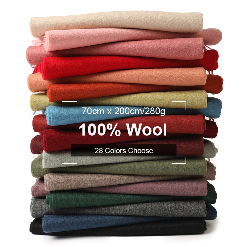 Écharpe 100% laine pour femmes/hommes hiver automne Pure laine chaude enveloppement Pashmina châle doux cachemire foulards pour dames/hommes 70*200 cm