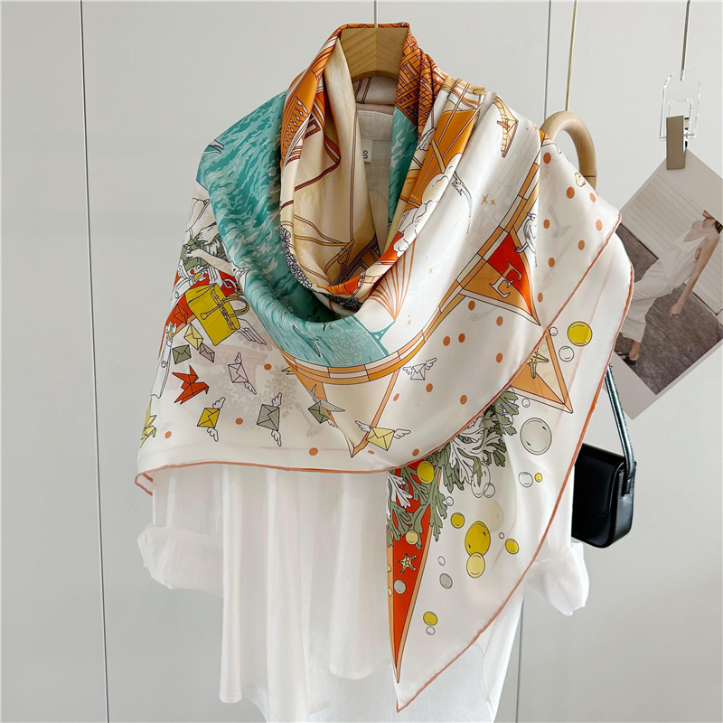 Injplanchers f-Châle Roulé à la Main Mûrier, Sac à Cheveux Herm, Bandanas, Grande Marque de Luxe, Accessoires de Décoration, Cadeau, 140cm
