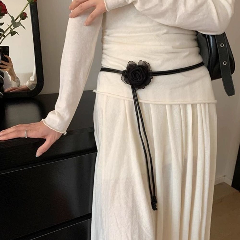 Ceinture florale ethnique haut de gamme style bohème rétro avec fleurs séchées pour femme et jeune fille
