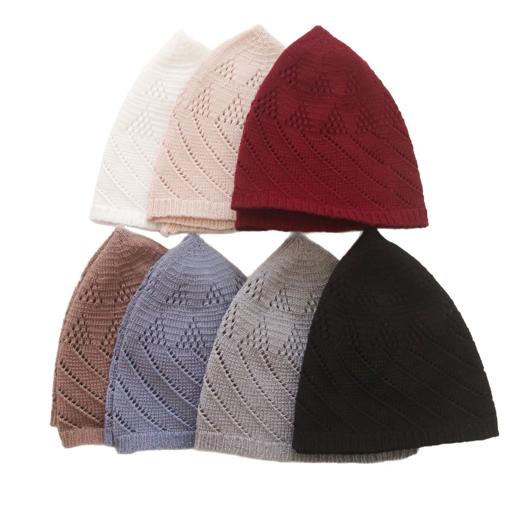 Chapeau de prière en maille tricotée pour hommes musulmans, foulard islamique, chapeau indien juif pour le Ramadan, bonnet pour hommes arabes musulmans.
