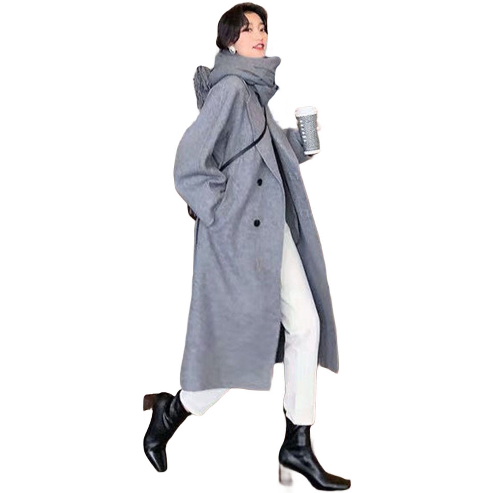 Manteau trench en laine épaisse mi-long pour femmes, veste ample, pardessus à manches longues, adapté à l'automne et à l'hiver