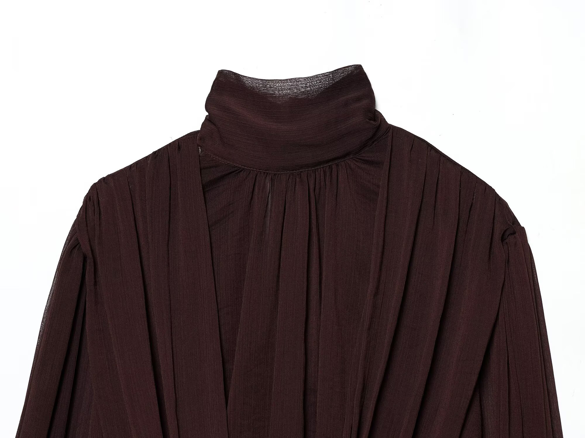 Nouvelle collection printemps-été : chemisier plissé à col montant et nœud papillon, manches longues, pour femme, au design élégant