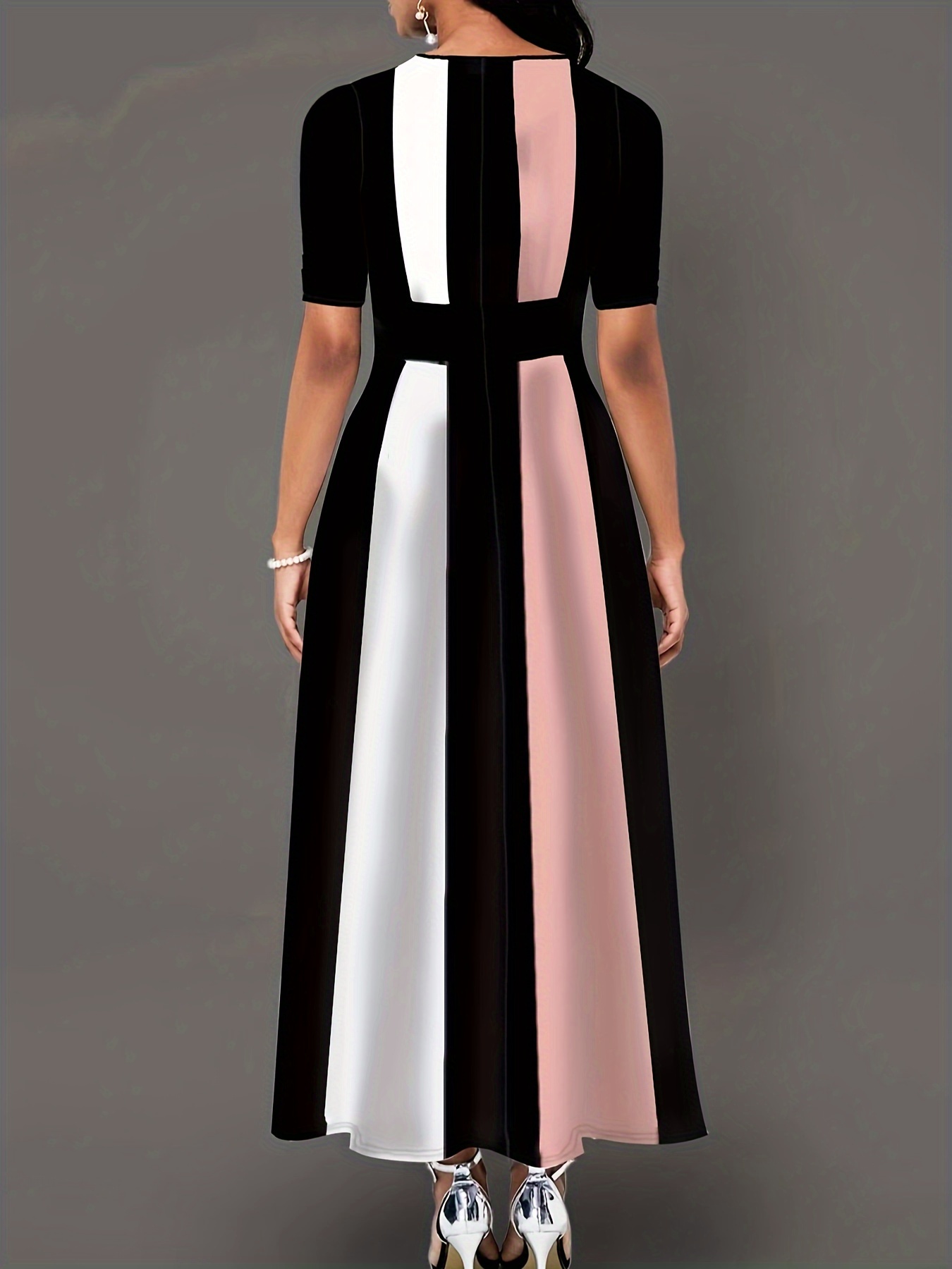 Robe d'été grande taille pour femmes, nouvelle robe élégante, coupe slim, à la mode et aux couleurs contrastées pour les déplacements domicile-travail