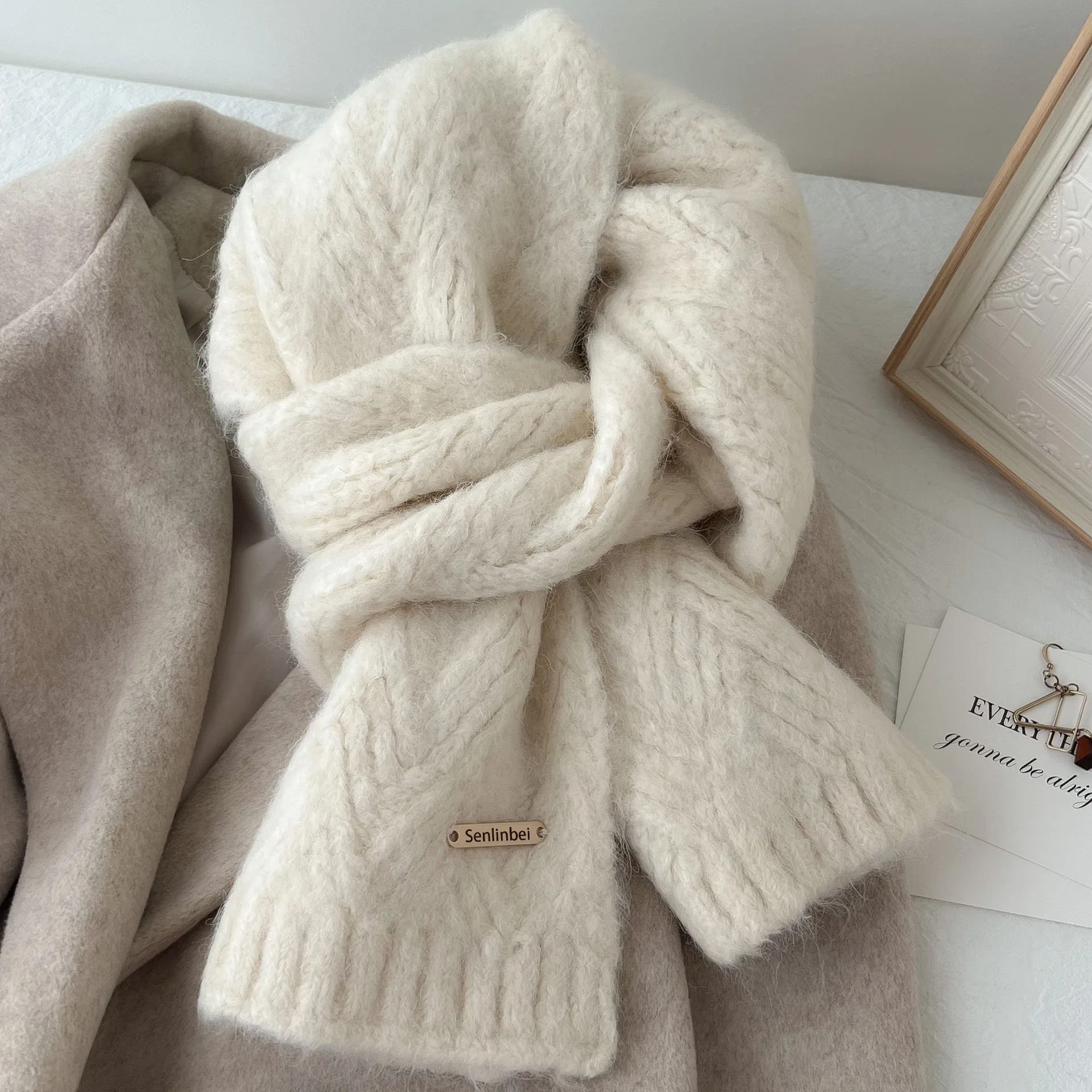 Écharpe en laine d'alpaga tricotée pour femmes, nouvelle version coréenne automne-hiver, polyvalente, épaisse et chaude