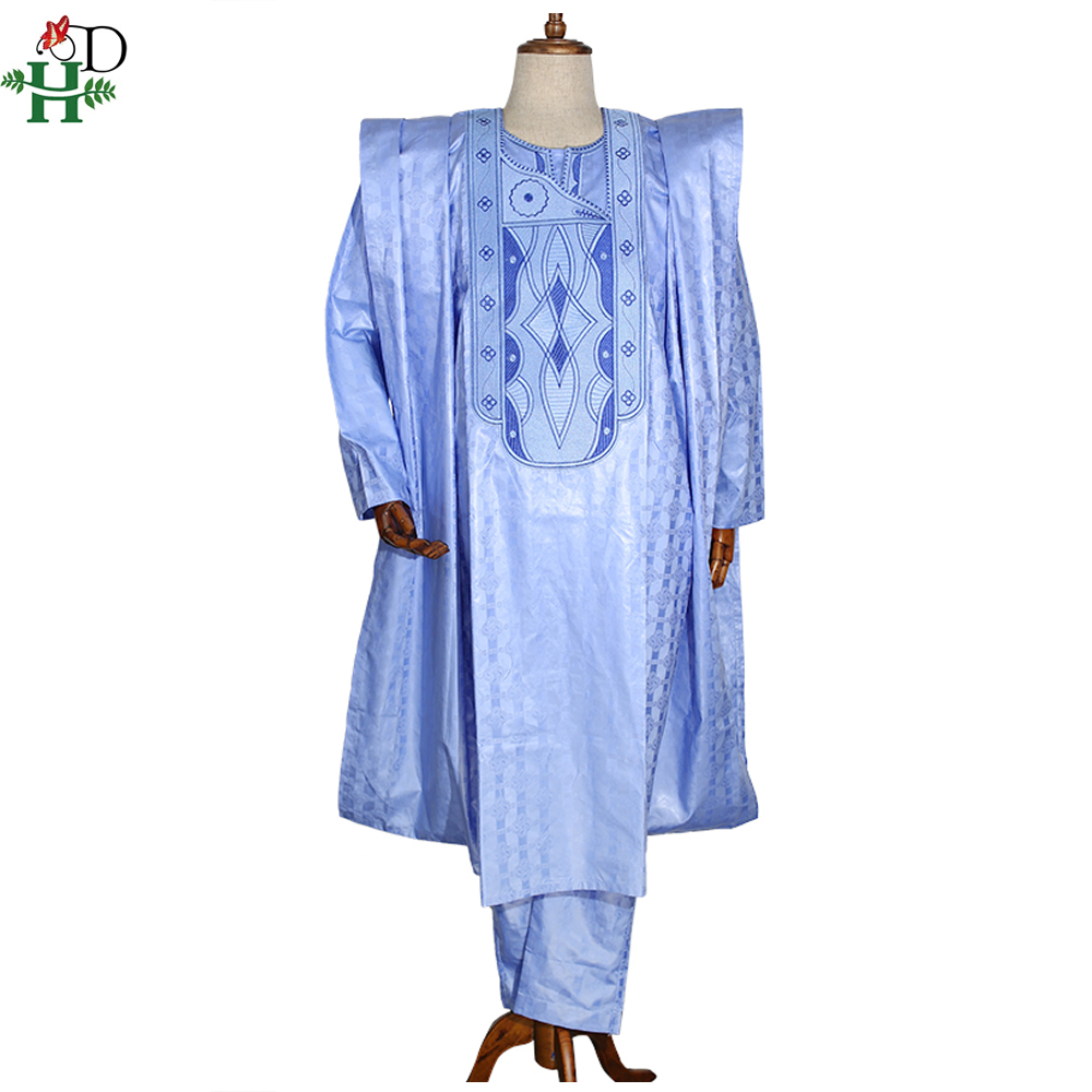 H & D vêtements traditionnels sud-africains tenue formelle Bazin Riche Dashiki tenues chemise pantalon Robe costume sans casquette hommes africains Agbada