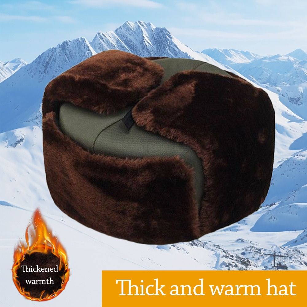 Chapeau d'hiver épais et chaud pour homme et femme, style ushanka, protection contre le vent, protection des oreilles, en fourrure, pour l'extérieur