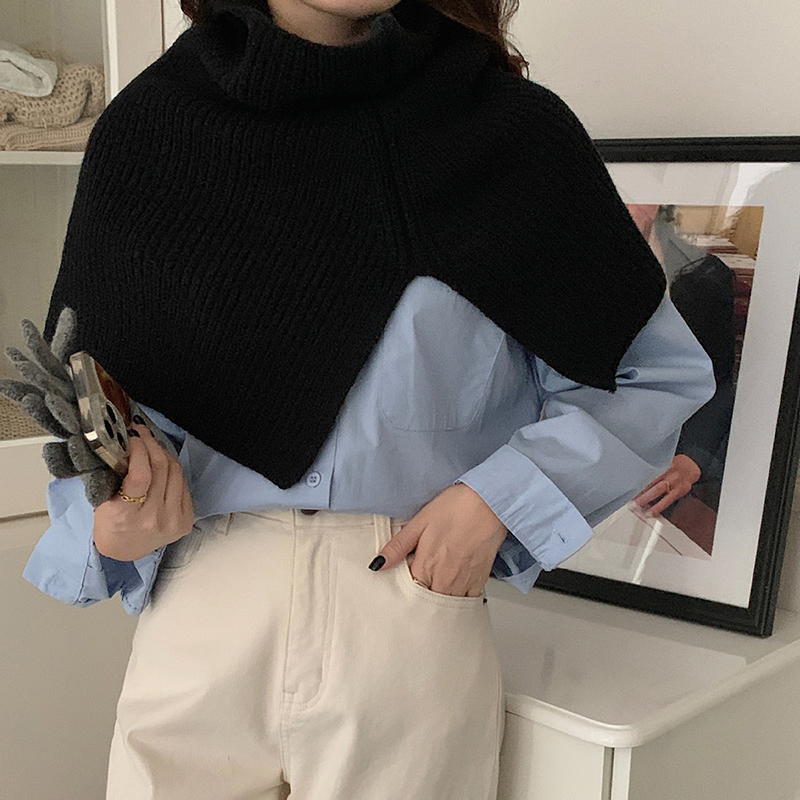 Écharpe à anneau tricoté solide pour femme, col détachable, silencieux à col haut, Version coréenne, tricot chaud, enveloppant le cou, hiver