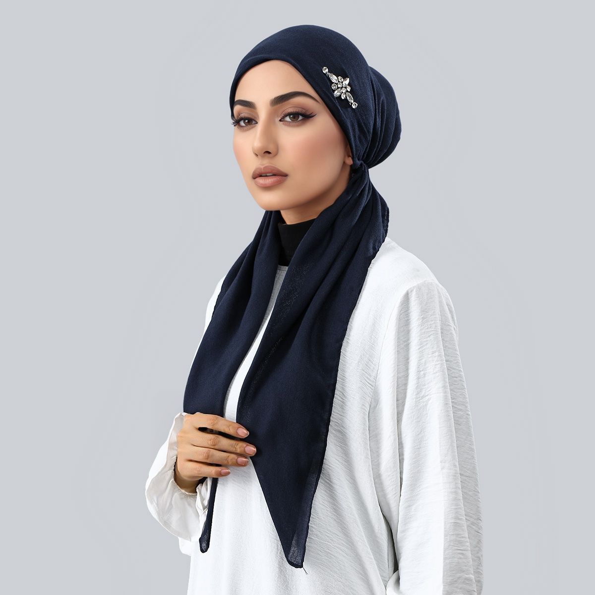 Hijab en coton et lin musulman, tendance, avec strass estampés à chaud, chapeau foulard en coton et lin, doux et agréable pour la peau, couvre-chef