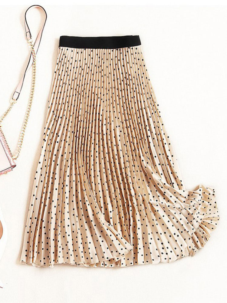 Jupe plissée en velours pour femme, taille haute, imprimée, mi-longue, maxi, printemps, automne