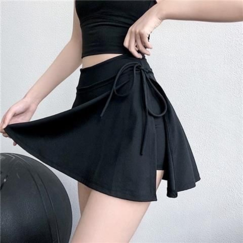 Jupes d'été pour femmes, mode Sexy, Mini jupes de soleil plissées élastiques pour écolière, uniforme coréen noir, jupes de Tennis taille haute