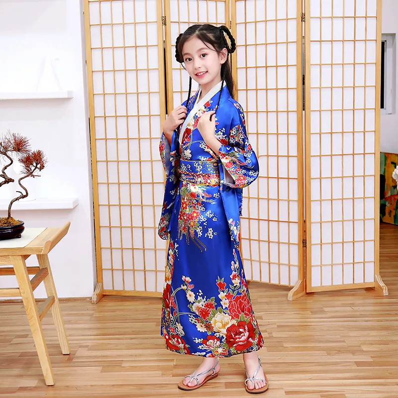 Robe Kimono Japonaise à Imprimés pour Fille, Ensemble Traditionnel pour le Primaire, Spectacles Scolaires, Cosplay