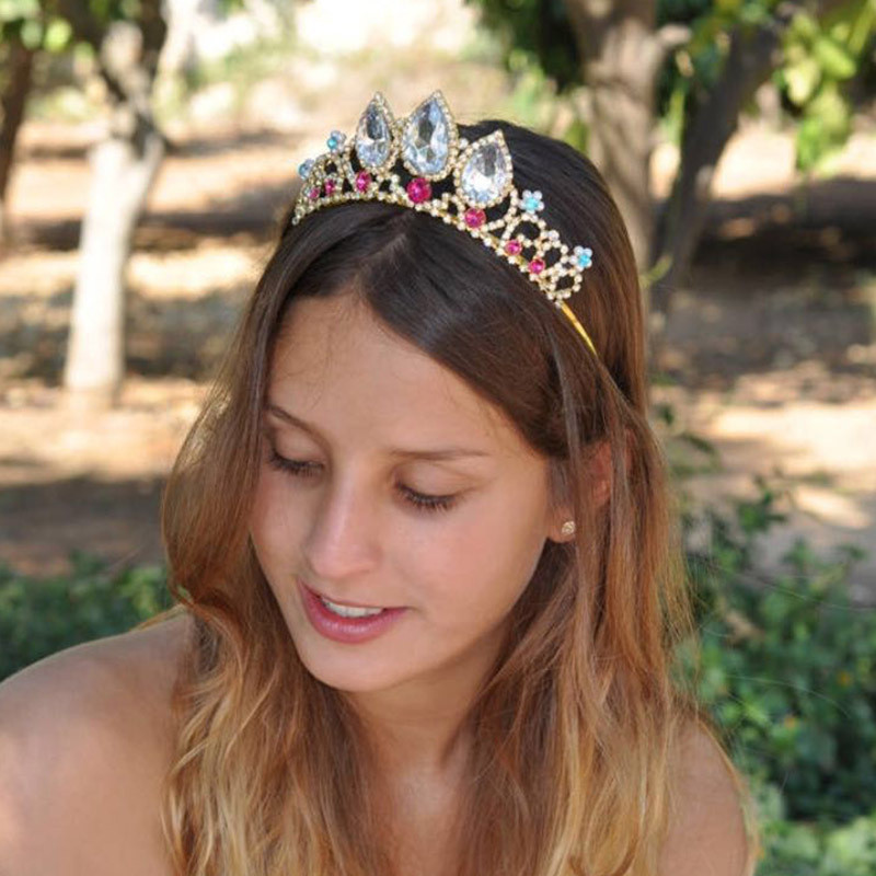 Diadèmes de mariage pour mariée, couvre-chef baroque, couronne en cristal AB avec strass, diadème de princesse pour fille, accessoires pour cheveux pour photographie de mariage
