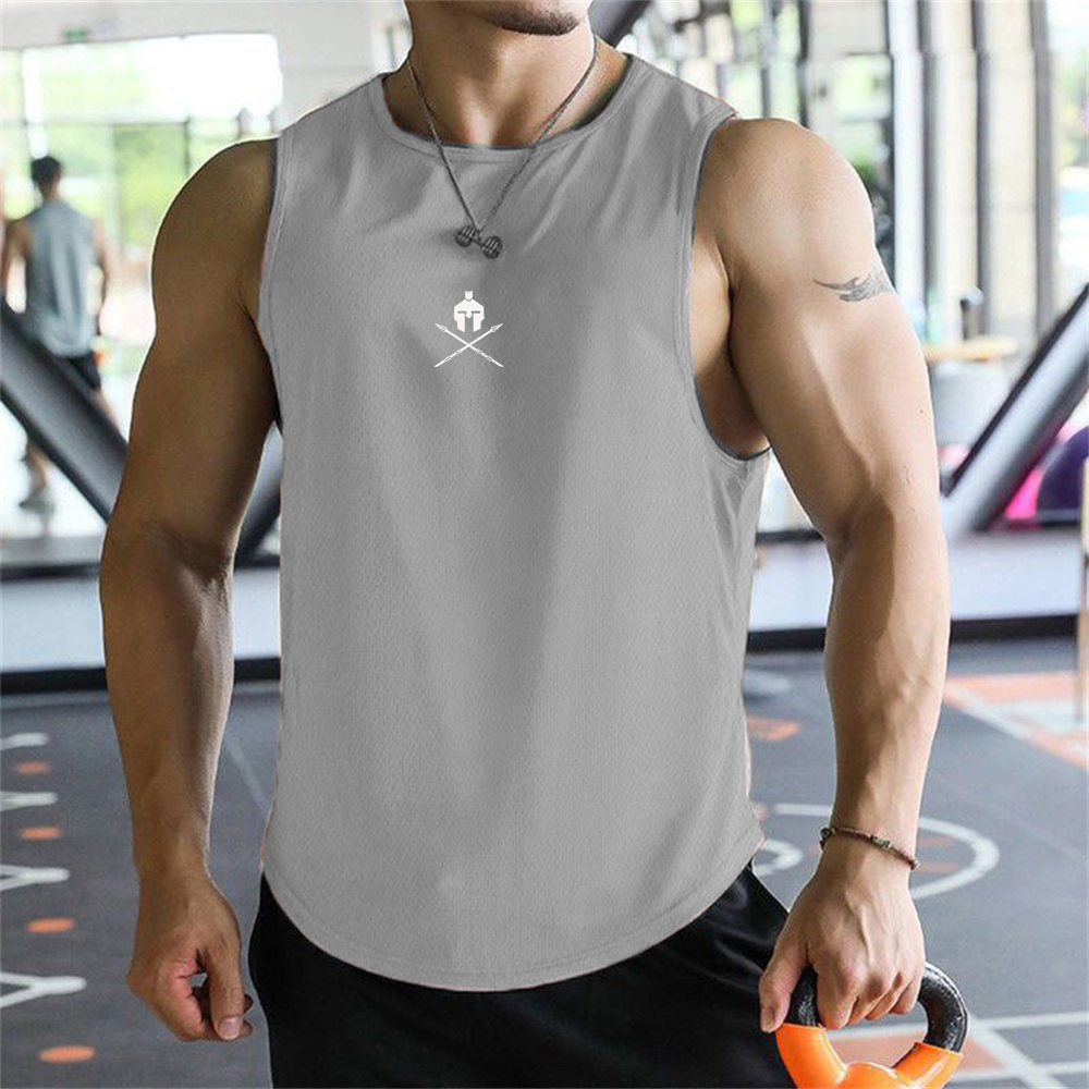 Débardeur de sport d'été pour hommes, respirant, coupe ample, t-shirt d'entraînement sans manches, gilet à séchage rapide, vêtements de fitness pour hommes