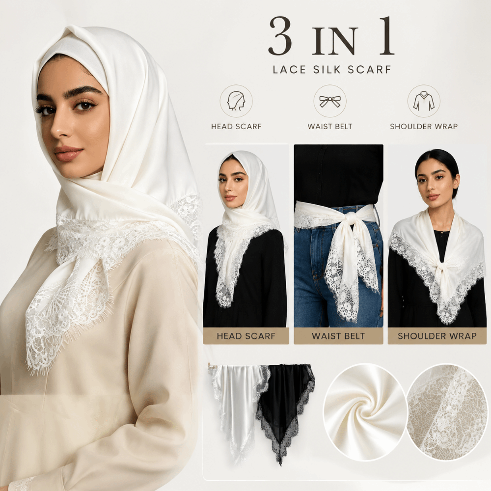 Écharpe carrée unie tendance avec dentelle, châles lisses, protection solaire, hijabs en fibre de satin et soie pour la plage