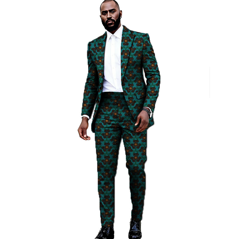 Ensemble Blazer et Pantalon pour Homme en Tissu Wax à Motifs Rétro, Couture Africaine, Tenue de Mariage, Tenue Ankara pour Homme, Personnalisé