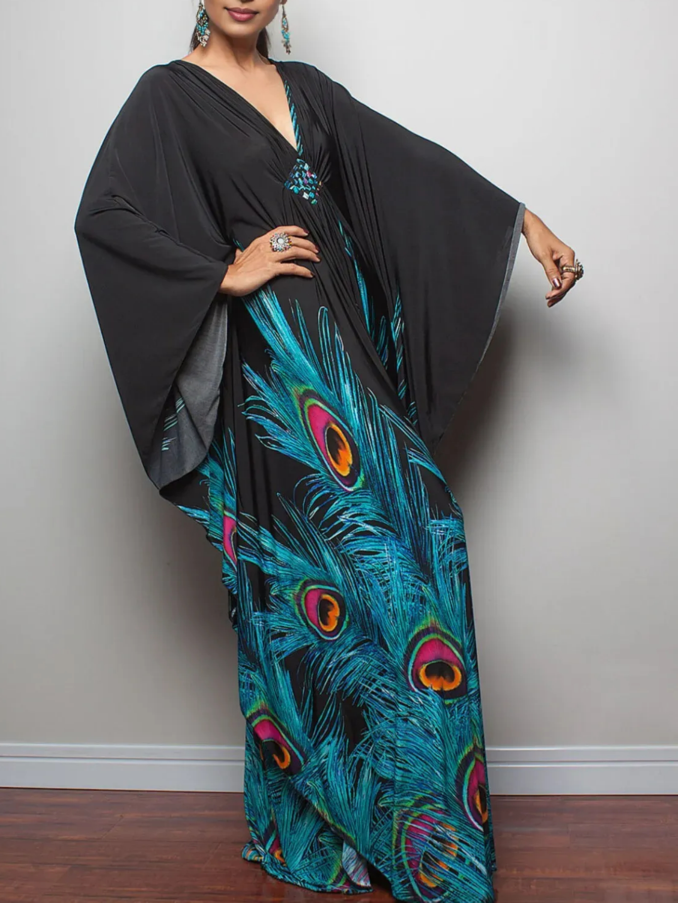 Robe caftan pour femmes, grande taille, manches chauve-souris hawaïennes, robe de plage, robe de bain d'été