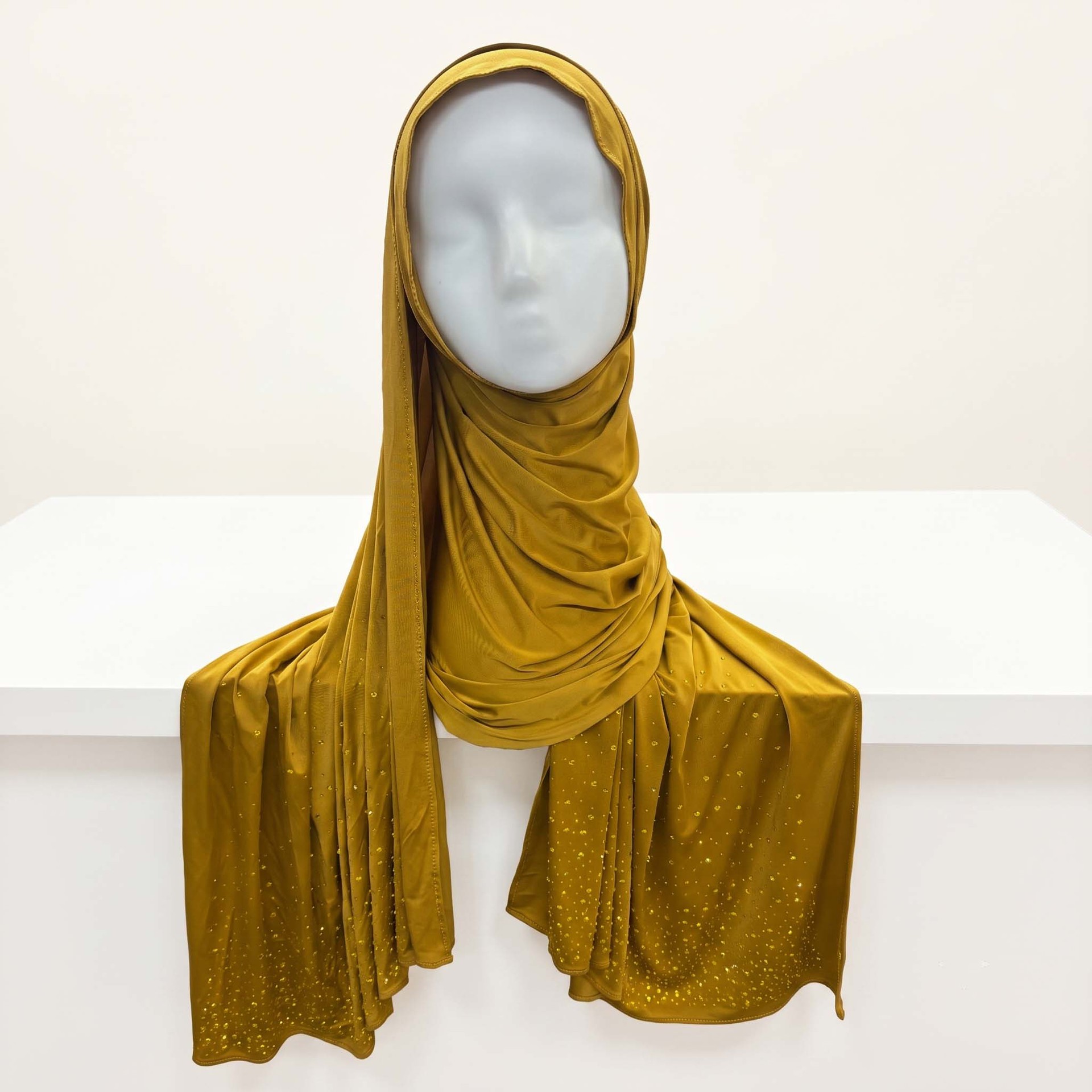 Hijab en jersey liquide de luxe élégant à motifs diamantés, châle quotidien pour femme, doux et respirant, foulard musulman