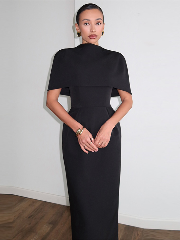 Ensemble élégant 2 pièces pour femme : Robe châle unie à manches courtes et taille cintrée, collection Printemps-Été 2026
