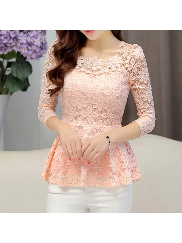 Femmes blusas blusa longa camisa feminina vintage à manches longues dentelle blouse plissado topo chemise femme grande taille S-5XL