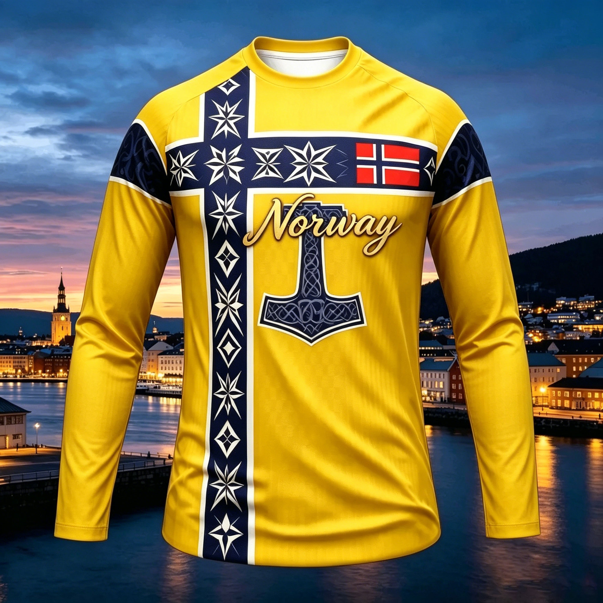 Maillot de football à manches longues Norvège 2026 en polyester respirant à séchage rapide