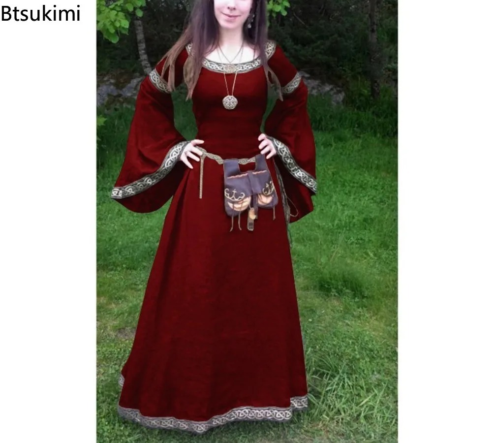 Costumes de Cosplay classiques médiévaux pour femmes, robes de fête de carnaval d'halloween, à manches longues, robes de la Renaissance du moyen âge