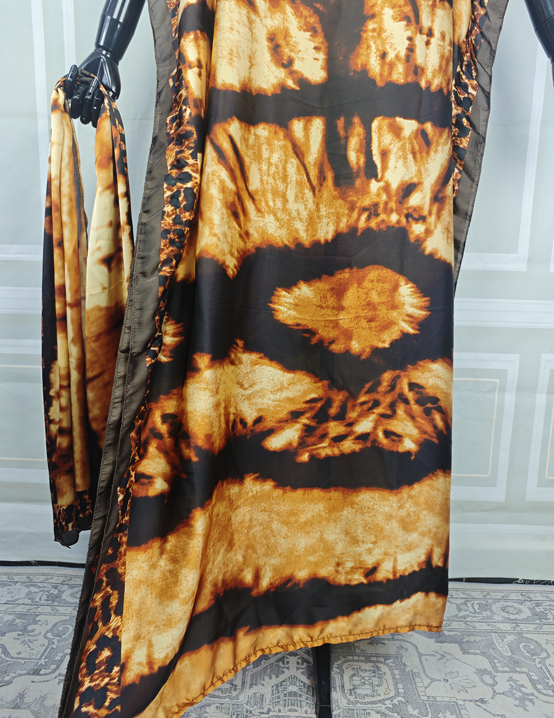 Robe longue kaftan bohème en soie grande taille pour l'été, abaya de prière traditionnelle musulmane, caftan imprimé africain pour femme pour les vacances
