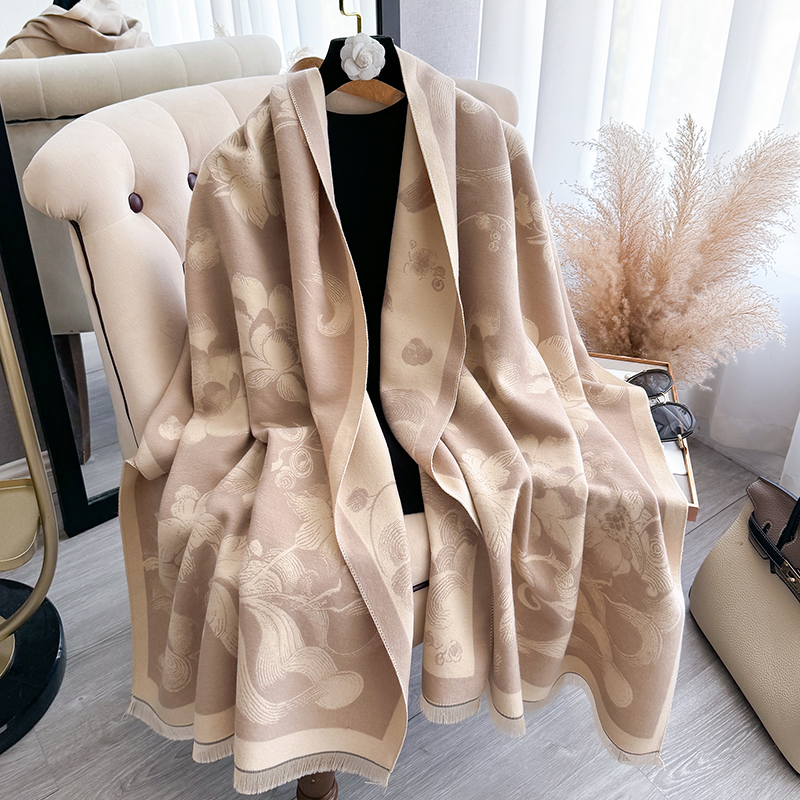 Nouveau 2025 femmes marque de mode lotus écharpe de luxe automne hiver chaud châles imprimer écharpe Pashmina Mujer Femme Foulard Bufanda