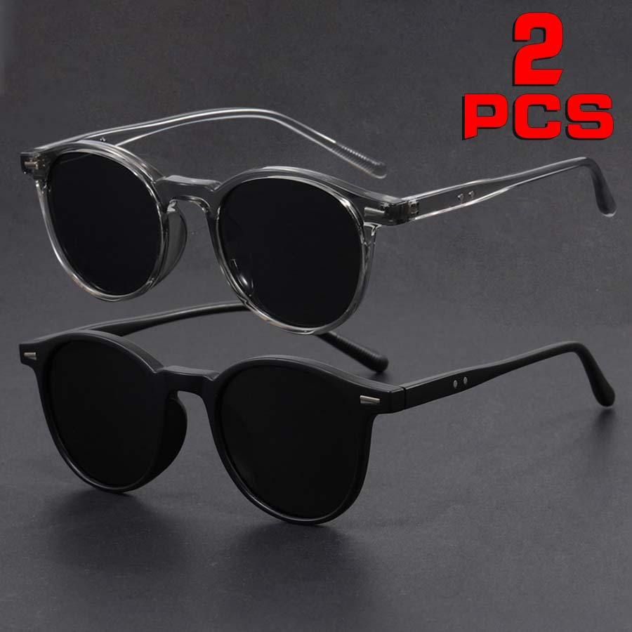 2 paires de lunettes à monture ronde tendance, unisexes - idéales pour la photographie de rue, les festivals de musique, les concerts, pour petits visages