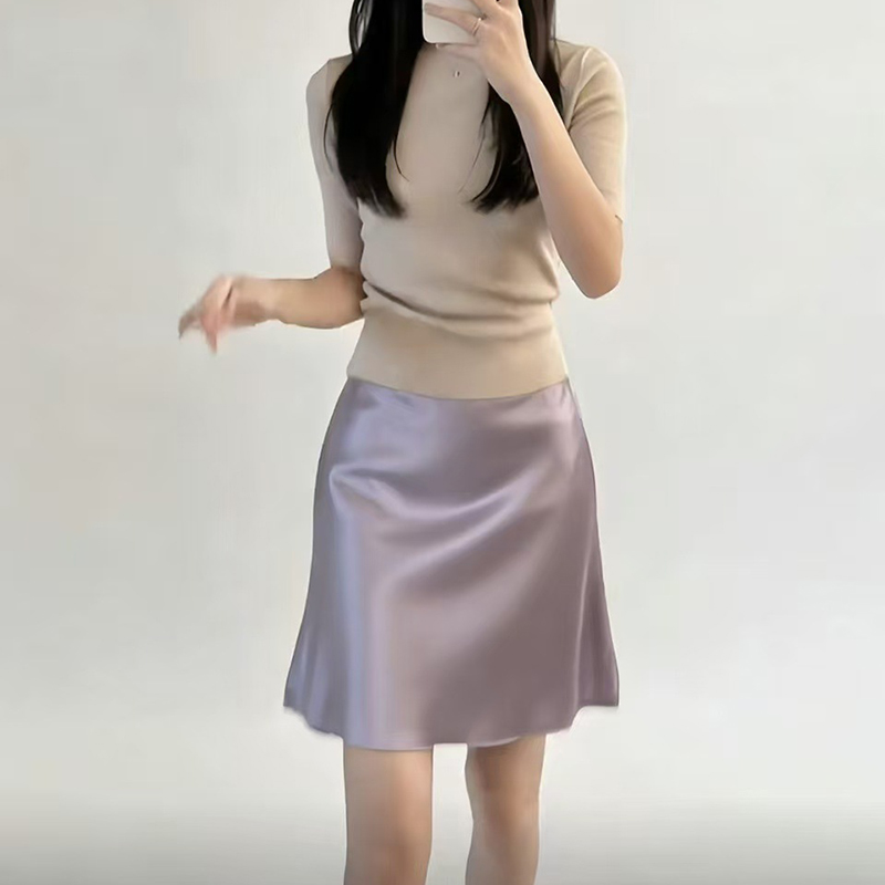 Jupe Courte Élégante Femme Taille Haute en Satin Style Coréen 2026 – Jupe Courte Évasée à Volants avec Fermeture Éclair pour Dames