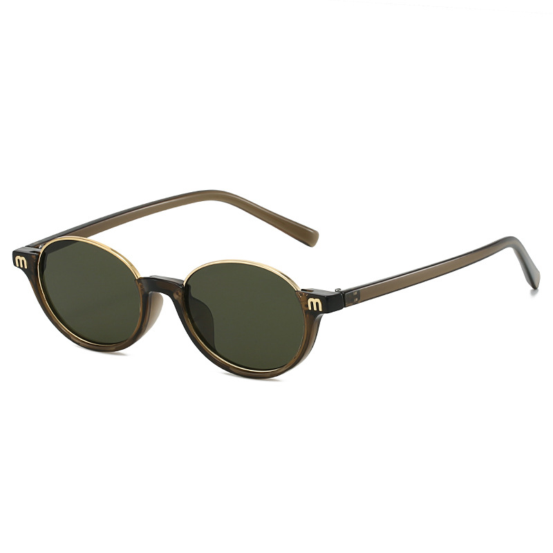 Lunettes de soleil ovales de marque 2026 pour femmes, demi-monture, lettres M décoratives, lunettes de soleil de créateur pour femmes, UV400, voyage, mode, lunettes
