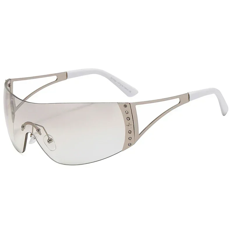 Lunettes de soleil carrées sans monture géométriques pour femmes et hommes, de marque de créateur, avec verres miroir en métal, style cool, Oculos De Sol
