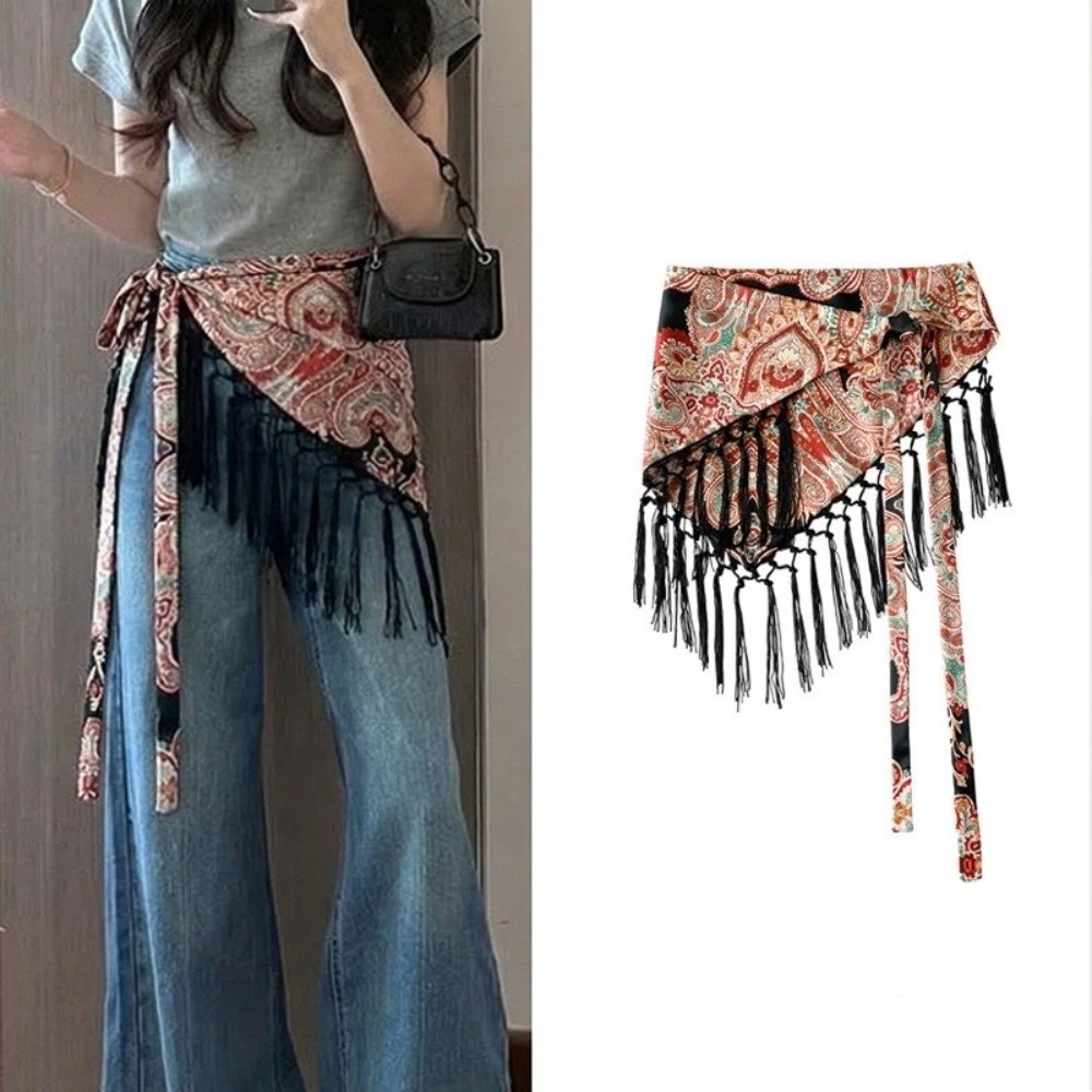 Nouvelle ceinture triangulaire à franges, broderie exquise, style bohème, ceinture écharpe décorative à franges pour la taille, printemps-été