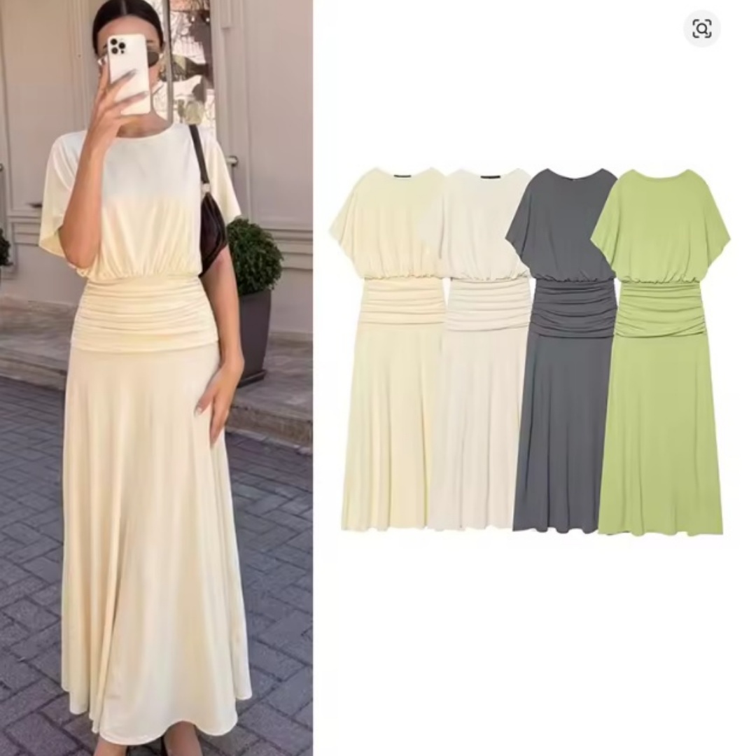Robe longue drapée élégante pour femme, nouvelle collection été 2026, haut de gamme, pour soirée, dîner, mode décontractée chic et discrète
