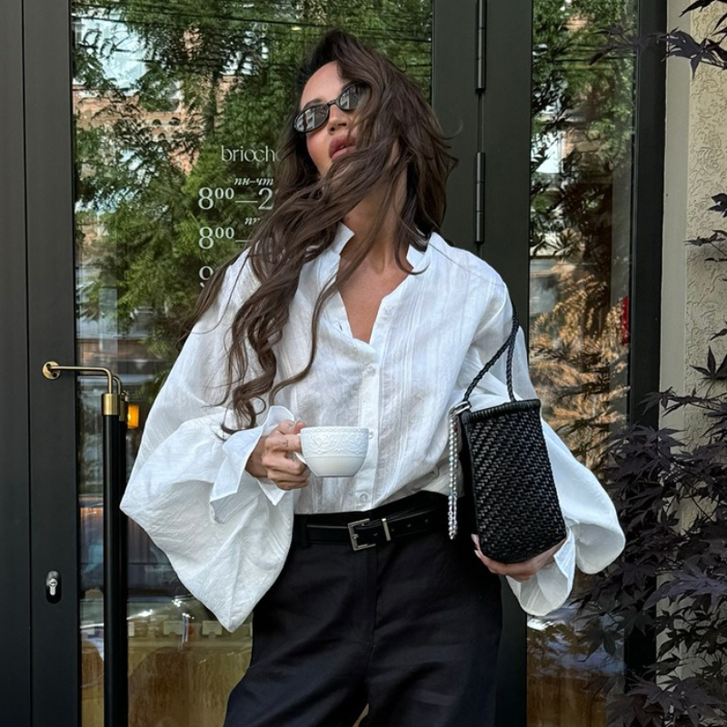 Mode chemises blanches femmes à manches longues surdimensionné Blouse 2025 nouveau printemps été Tops basiques coton Chic chemise pour les femmes