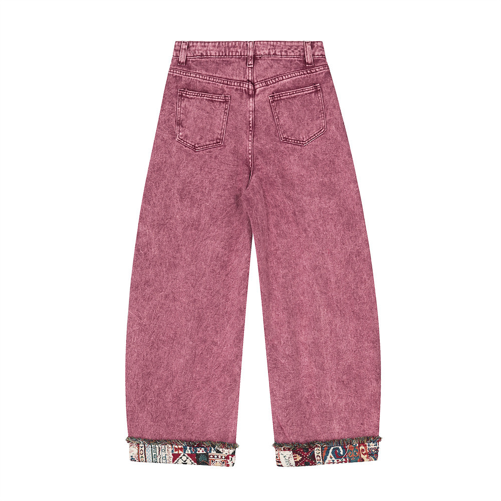 Jean homme lambrissé Patchwork épissé Vintage ample blanchi lavé pleine longueur lourd haute qualité Denim pantalon Streetwear