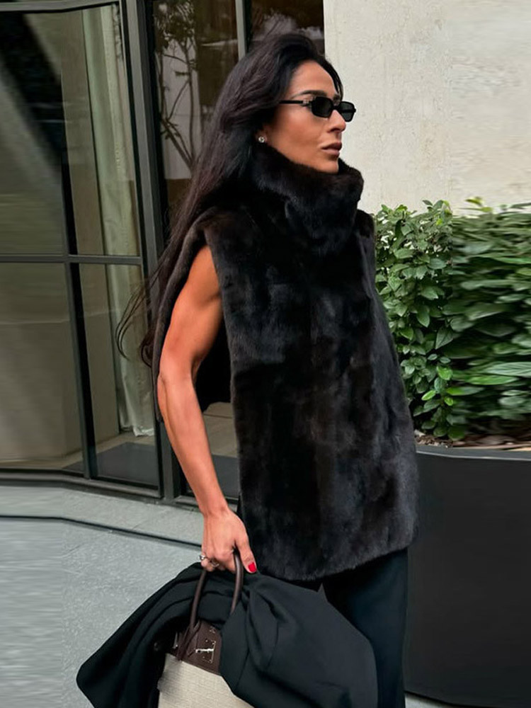 Gilets en molleton d'agneau pour femmes, élégant, solide, simple boutonnage, rue, printemps automne, débardeur sans manches, 2026