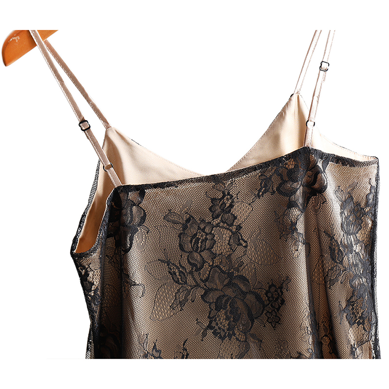 Sexy dentelle Spaghetti sangle haut femmes licou col en V basique Cami sans manches Satin soie débardeurs été Camisole grande taille