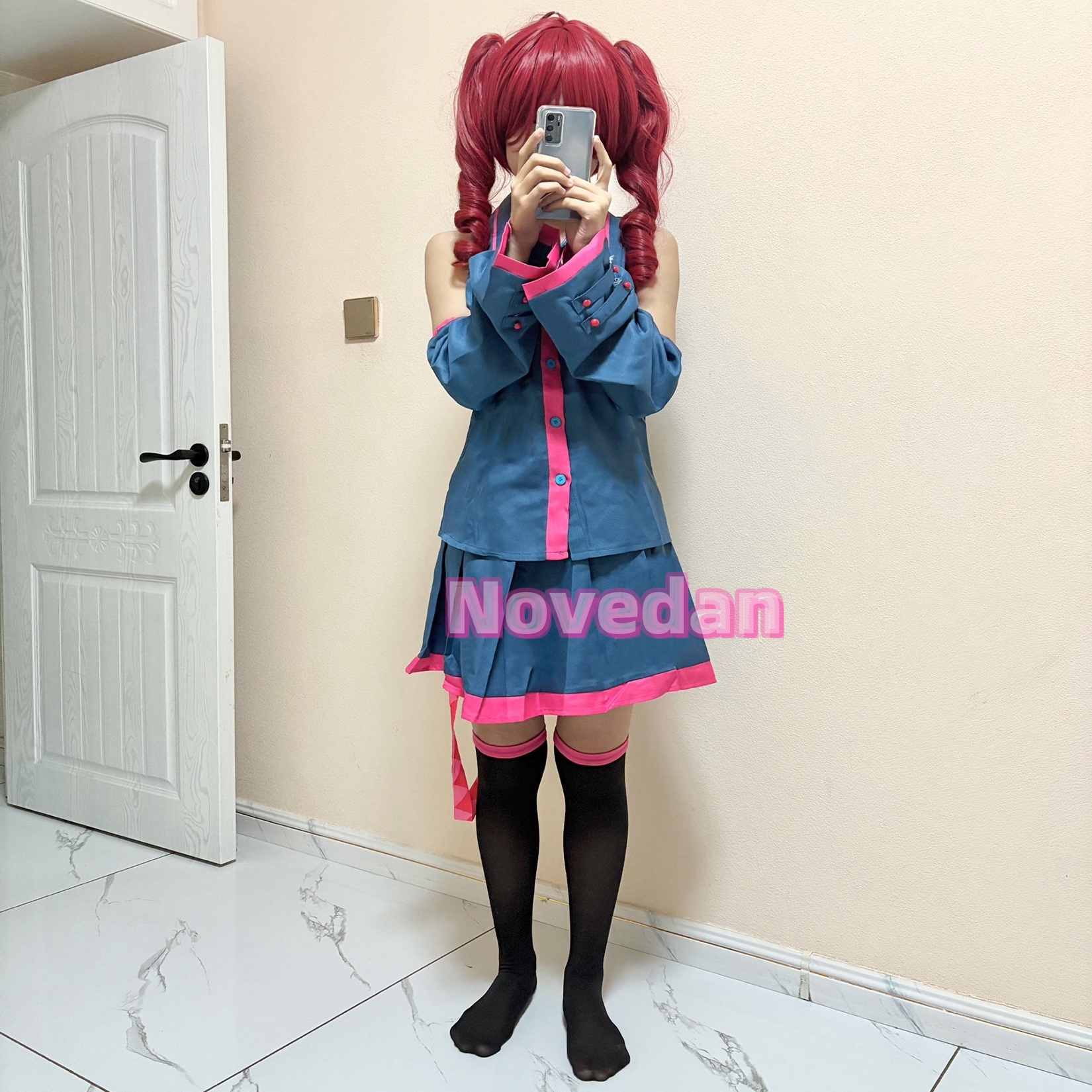 Costume de Cosplay Anime Miku Kasane Teto pour femmes et hommes, uniforme bleu, robe UTAU Vtuber, Costume d'halloween, accessoires de perruque