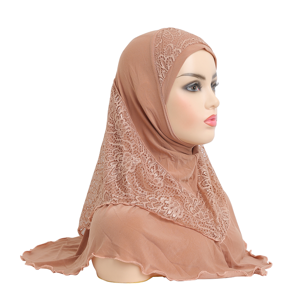 H126 Hijab de prière pour petites femmes ou grandes filles, taille moyenne 65*60cm, foulard musulman, chapeau islamique, couvre-chef Amira à enfiler.