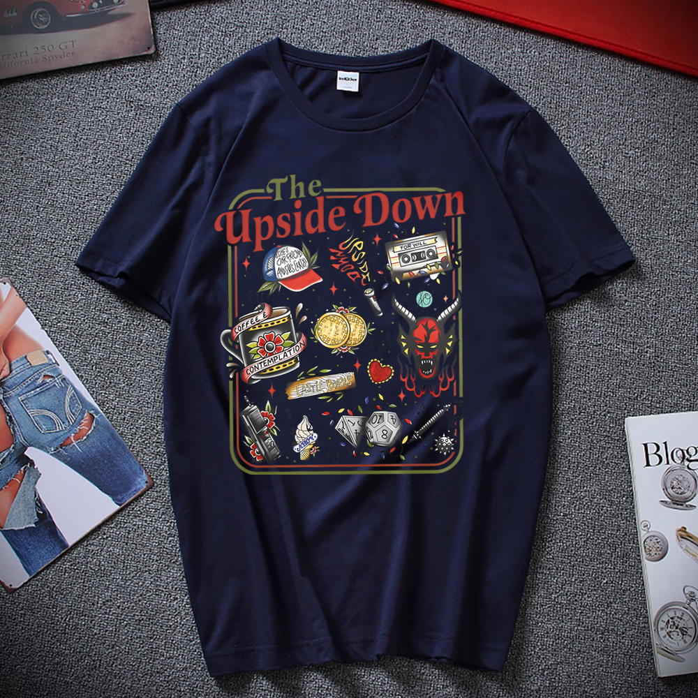 Le T-shirt à l'envers drôle femmes hommes Hawkins Clipart graphique T-shirt étranger ST5 inspiré Demogorgon chemises à la mode gothique hauts